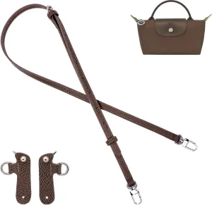 KOMHPS Purse Straps Replacement, Leather Handbag Crossbody Shoulder Strap Kit Adjustable for Mini Longcamp Tote Bag Women