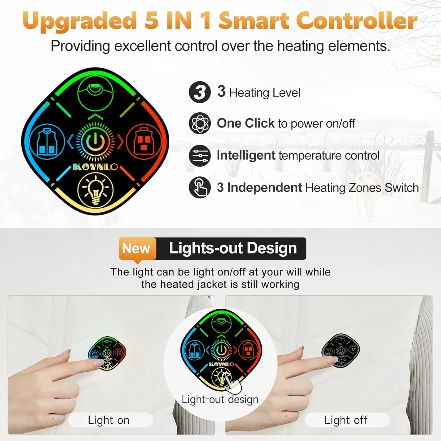 KOVNLO Heated Vest for Women With Battery Pack Included, Smart Controller with Light-out Design, Electric Heated Jackets