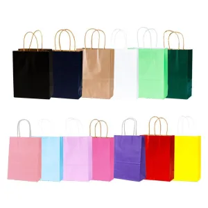 Kraft Carry Shopping Paper Bags 20-100PCS 12Colours