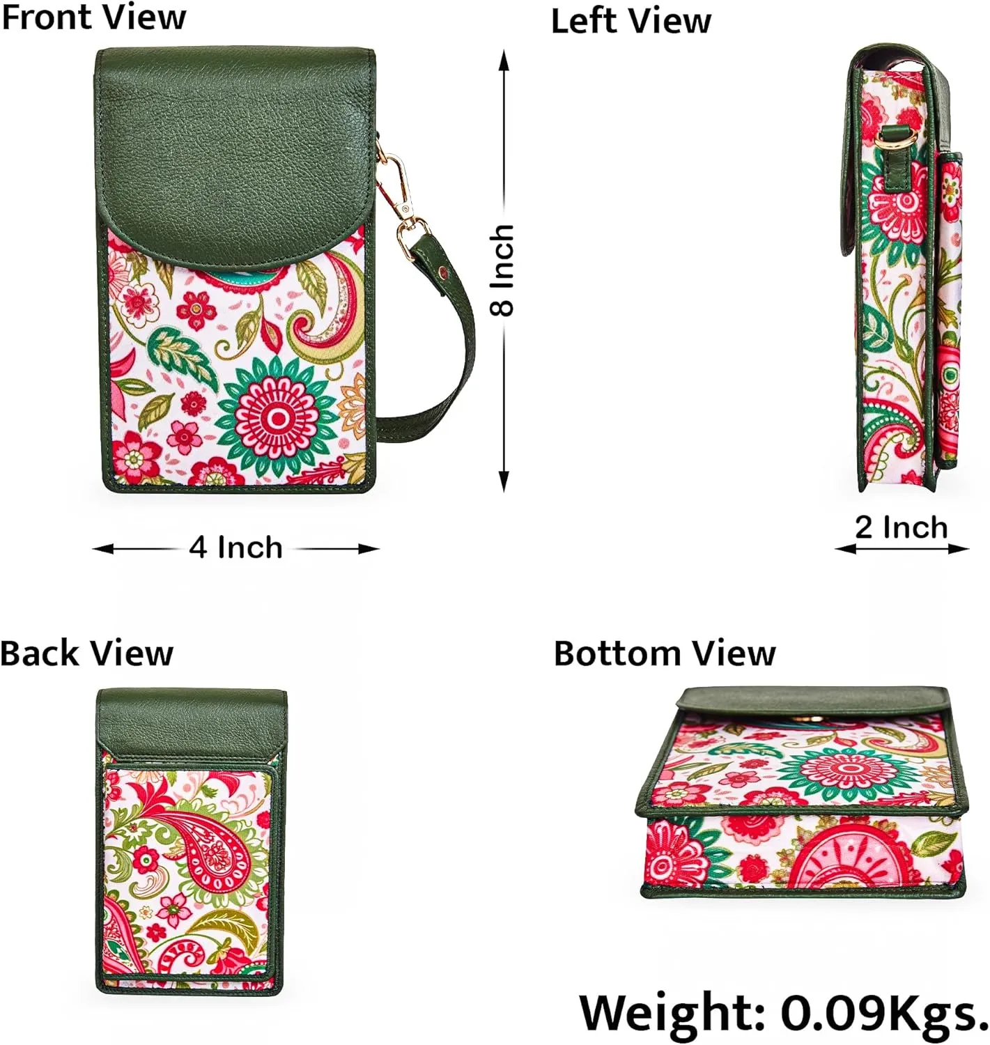 Ladies Cell Phone Crossbody Wallet with Leather Detailing