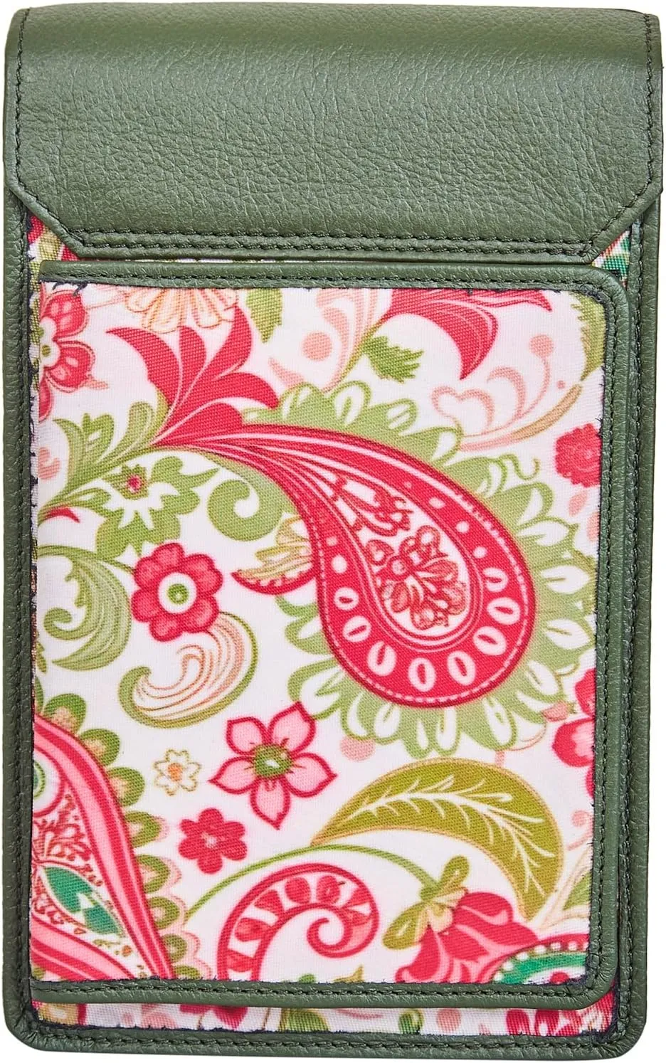 Ladies Cell Phone Crossbody Wallet with Leather Detailing