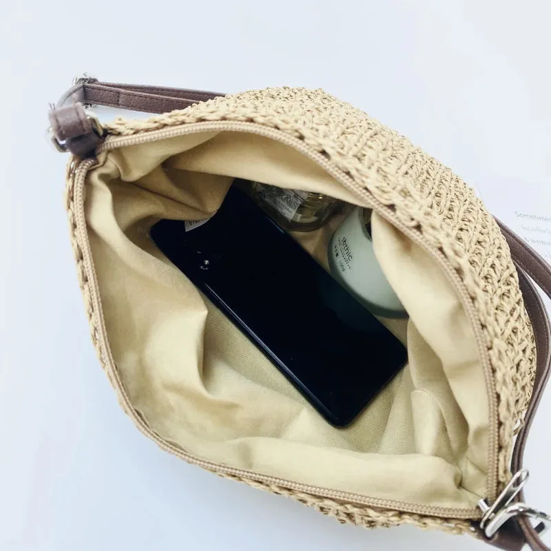 Ladies Fashion Summer Straw Crossbody Bag Women Beach Holiday Shopping Woven Shoulder Handbag Messenger Purses For Women Bags