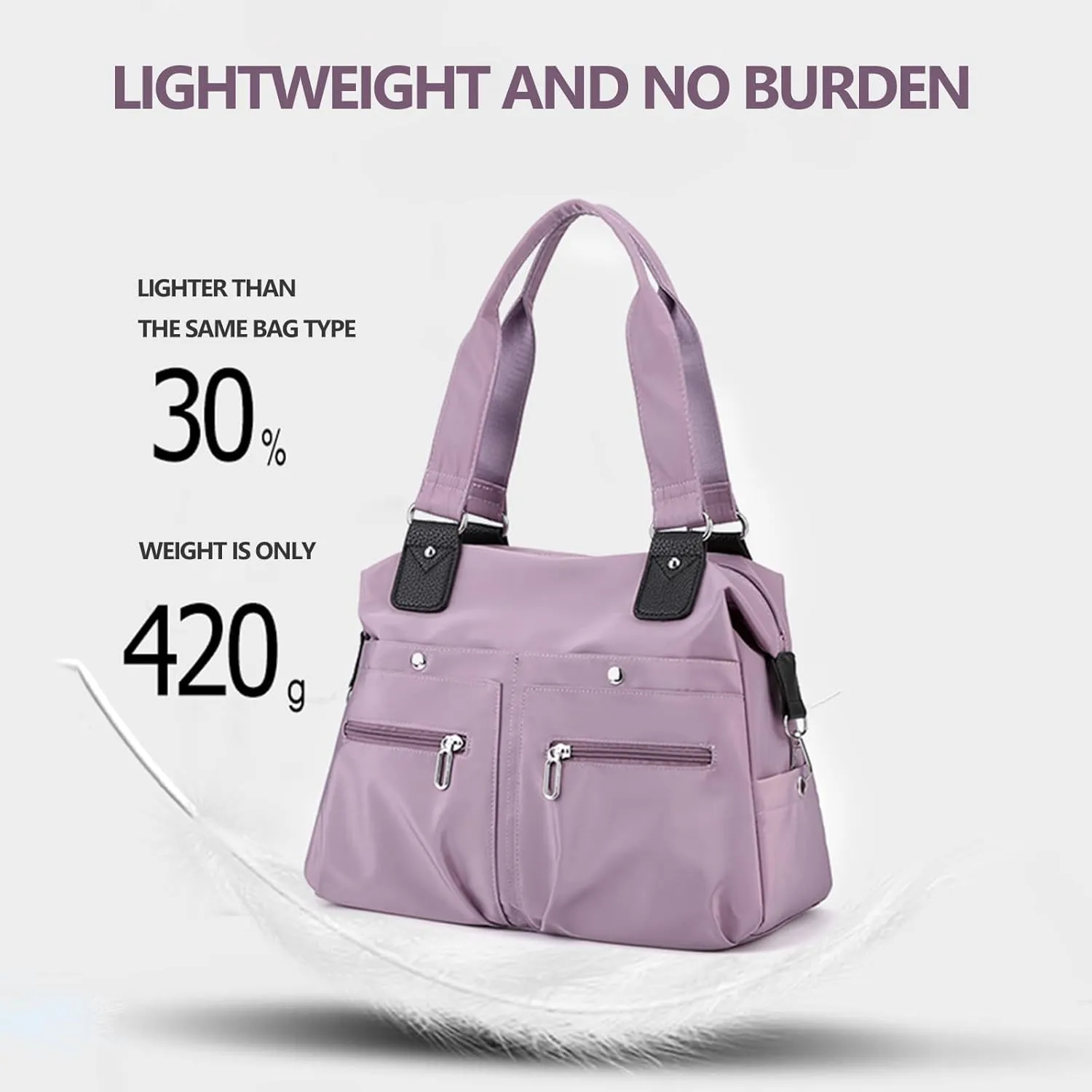Langrents Nylon Waterproof Tote Bag, Langrents Large Capacity Multi Pocket Shoulder Bag, Handbags Purses Travel Bag
