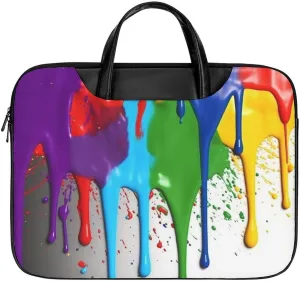 Laptop Bag for Women Men 15.6 In Waterproof Leather Computer Bags Paint Splatter Backdrop Laptop Tote Bag Lightweight Messenger Bag Casual Briefcase Handbag for Office, Work