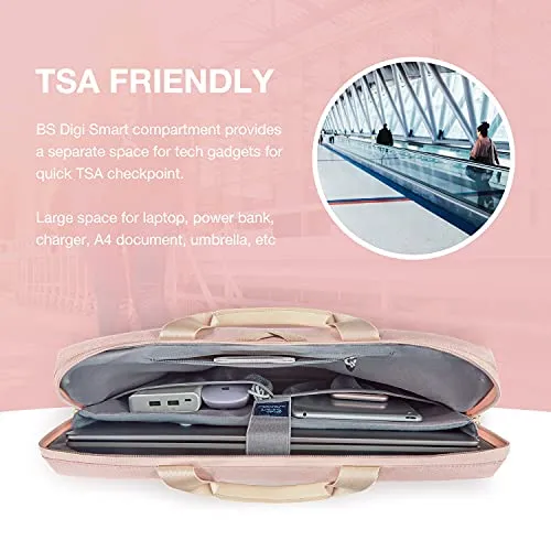 Laptop Bag for Women,BAGSMART 15.6 Inch Laptop Case Slim Computer Bag Briefcase,Pink