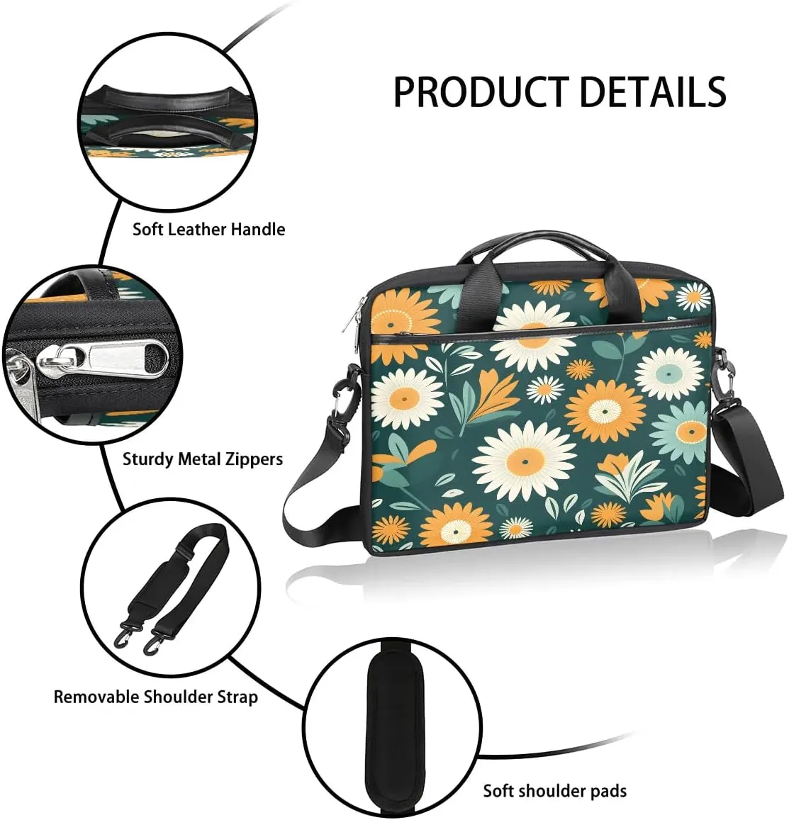 Laptop Shoulder Bag for 13-15 Inch Waterproof Laptop Sleeve Case Bag Slim Computer Carry Case Computer Cases for Laptops