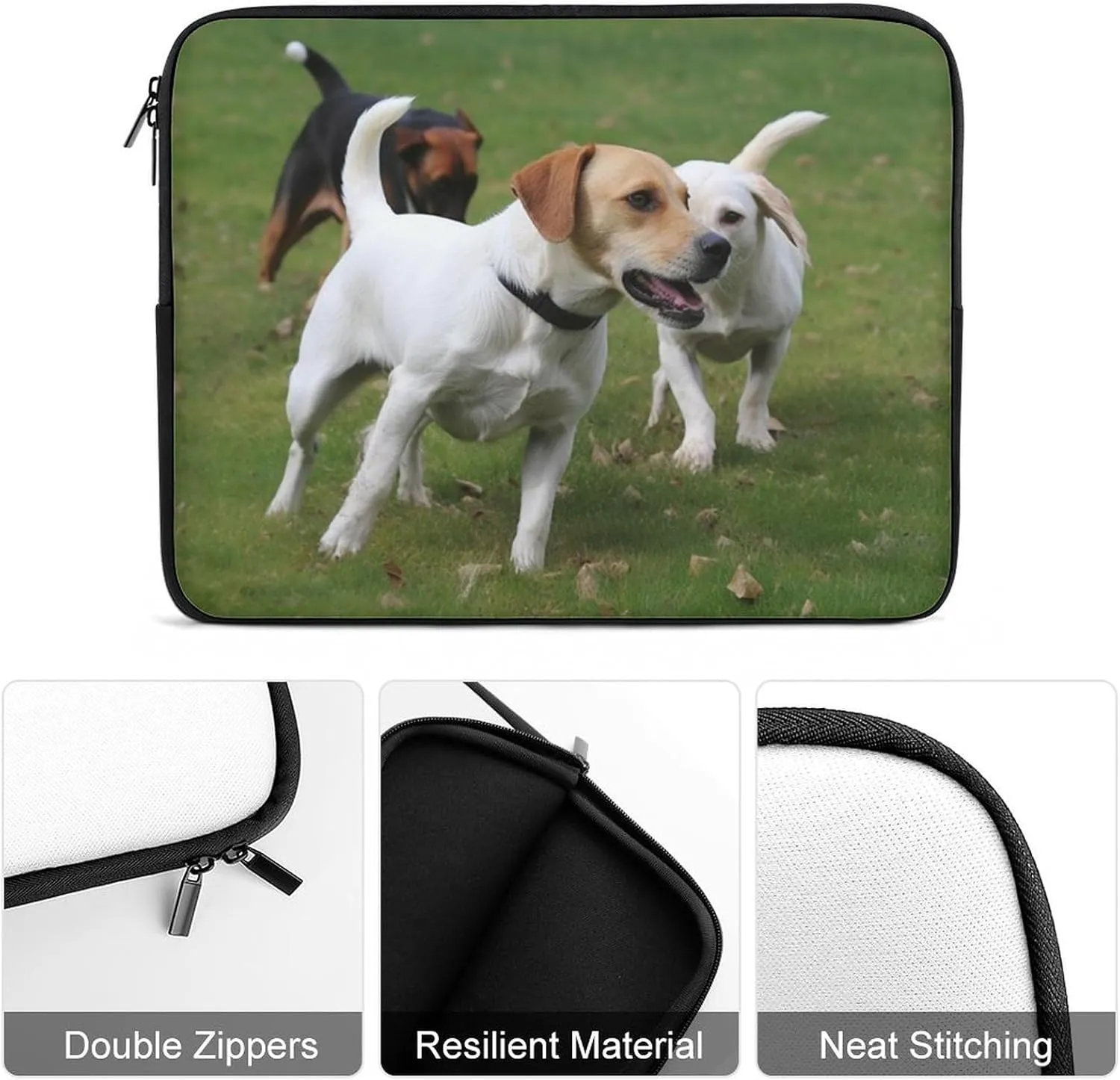 Laptop Sleeve Bag 10inch Slim Computer Carrying Bag Dogs Playing On The Lawn Laptop Protective Case Briefcase Handbag