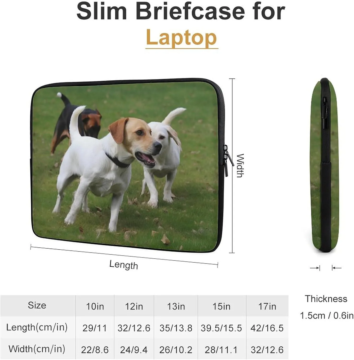 Laptop Sleeve Bag 10inch Slim Computer Carrying Bag Dogs Playing On The Lawn Laptop Protective Case Briefcase Handbag