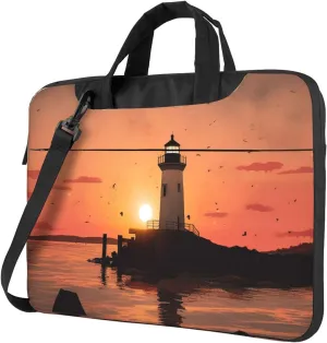 Laptop Sleeve Bag Shockproof Notebook Case Lighthouse Sunrise Computer Carrying Case with Shoulder Strap 15.6 inch
