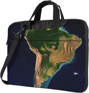 Laptop Sleeve Bag Shockproof Notebook Case South America Satellite Image Computer Carrying Case with Shoulder Strap 13 inch