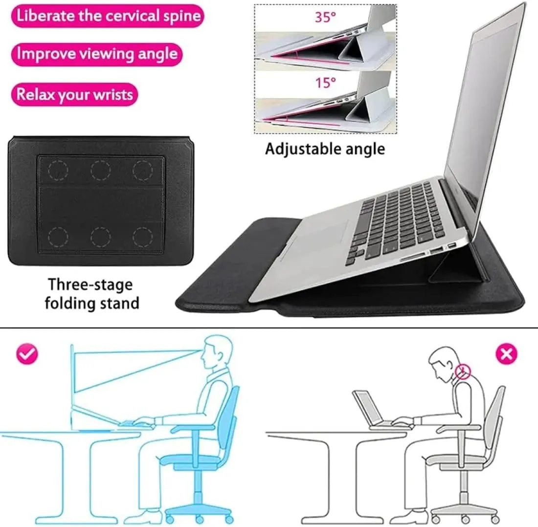 Laptop Sleeve Case 11–14 Inch MacBook Air MacBook Pro Surface Laptop Dell XPS 13 HP Envy Pavilion Lenovo Yoga Slim IdeaPad Acer Swift Chromebook Samsung Galaxy Book Shockproof Leather Bag Colour Blue