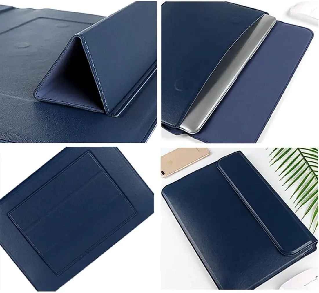 Laptop Sleeve Case 11–14 Inch MacBook Air MacBook Pro Surface Laptop Dell XPS 13 HP Envy Pavilion Lenovo Yoga Slim IdeaPad Acer Swift Chromebook Samsung Galaxy Book Shockproof Leather Bag Colour Blue