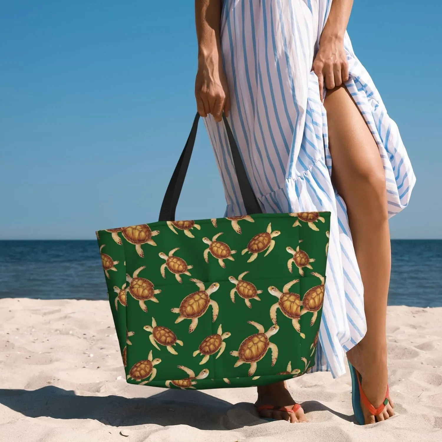 Large Beach Bag Waterproof Beach Totes Bags for Women Men, Pool Bag with Zipper Pocket