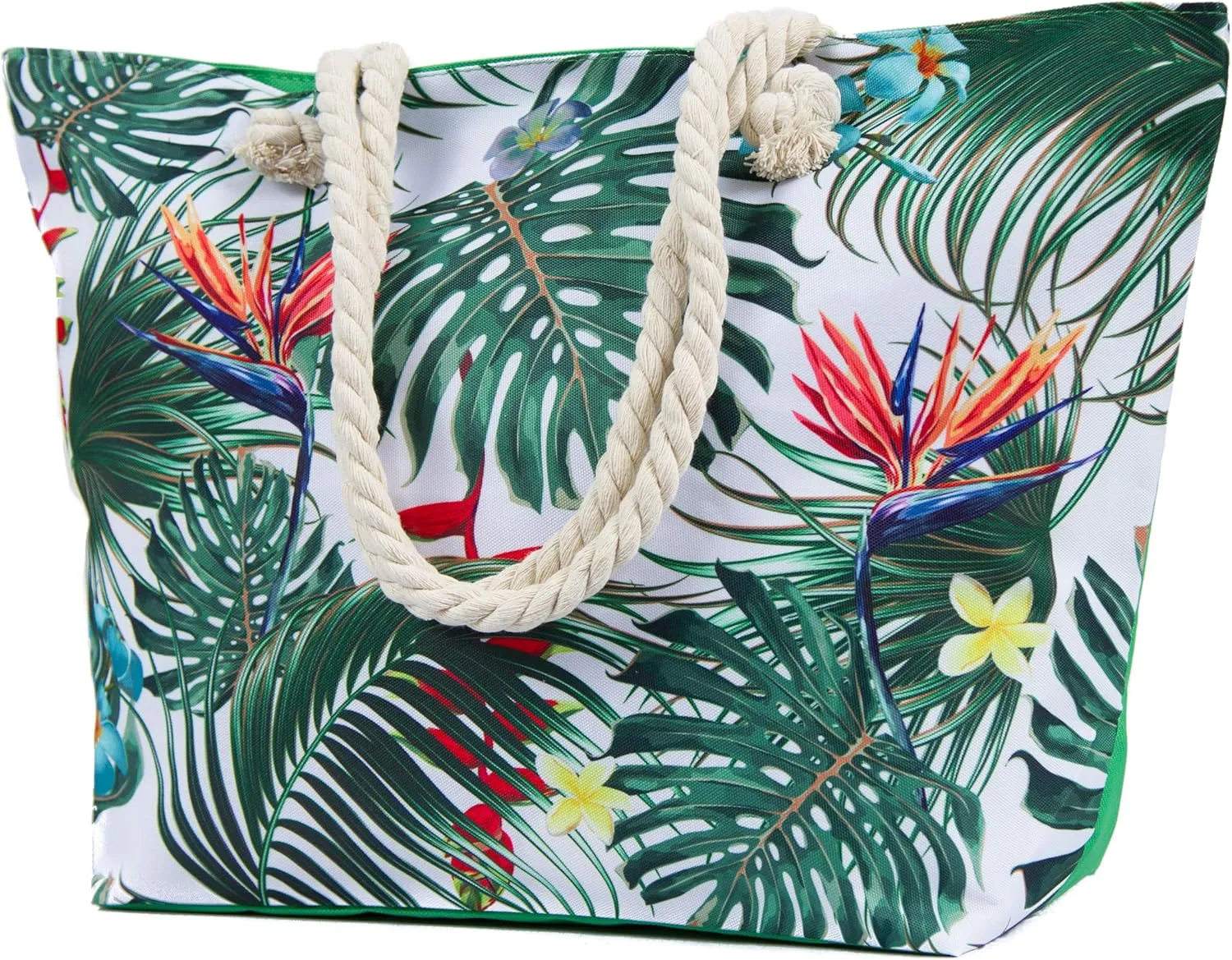 Large Beach Tote Bag, Top Zipper Boat Bag
