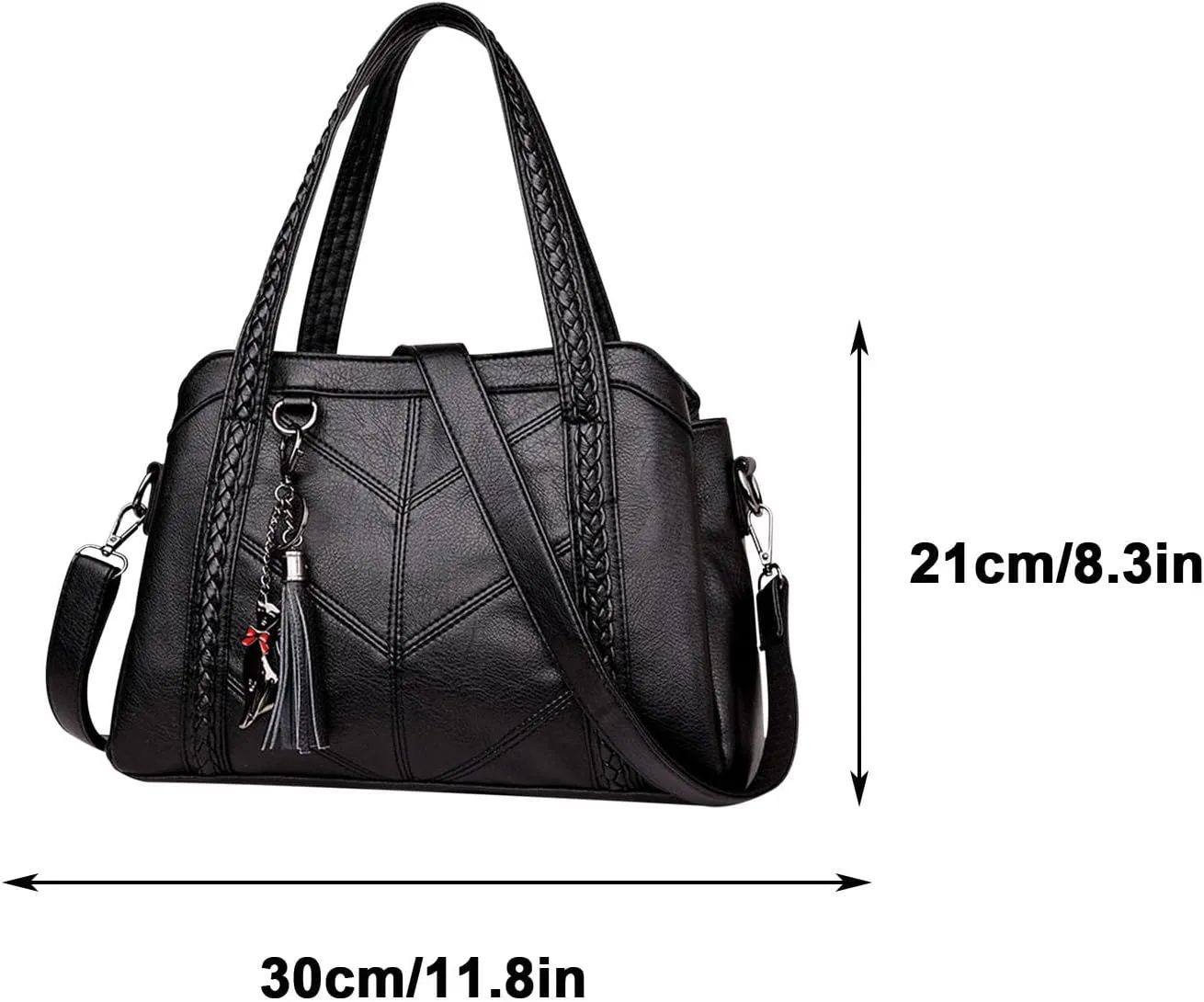 Large Capacity Leather Women Handbag, Multi Compartment Cosmetic Storage Bag, Messenger Bag Safe Convenient Soft, Leisure, Travel, Business
