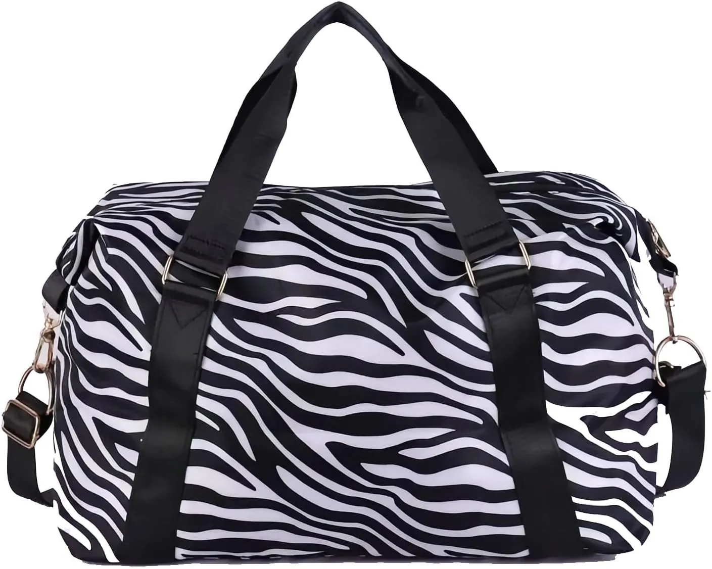 Large Capacity Travel Bag Wet Dry Shoulder Luggage Handbag Leisure Sports Fitness Bag Leopard Print Beach Bags Women's Backpack-Zebra black