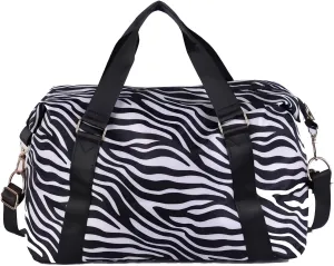 Large Capacity Travel Bag Wet Dry Shoulder Luggage Handbag Leisure Sports Fitness Bag Leopard Print Beach Bags Women's Backpack-Zebra black
