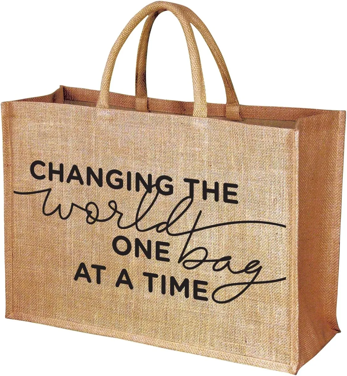 Large Jute Burlap Grocery Bags, 5 Pack, Eco-Friendly, Reusable and Biodegradable, Shopping Tote