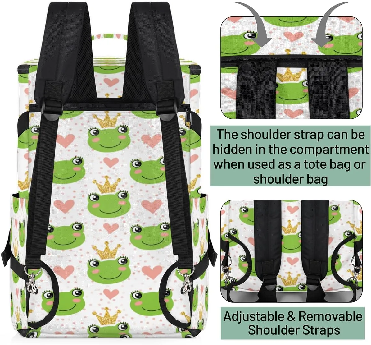 Large Sports Gym Bag With Shoe & Laptop Compartment 47L Waterproof Travel Duffel Bags for Men Women Cartoon Frog Luggage Backpack Duffle Bag