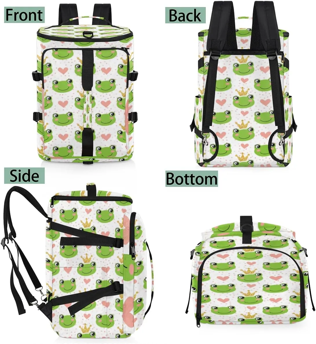Large Sports Gym Bag With Shoe & Laptop Compartment 47L Waterproof Travel Duffel Bags for Men Women Cartoon Frog Luggage Backpack Duffle Bag