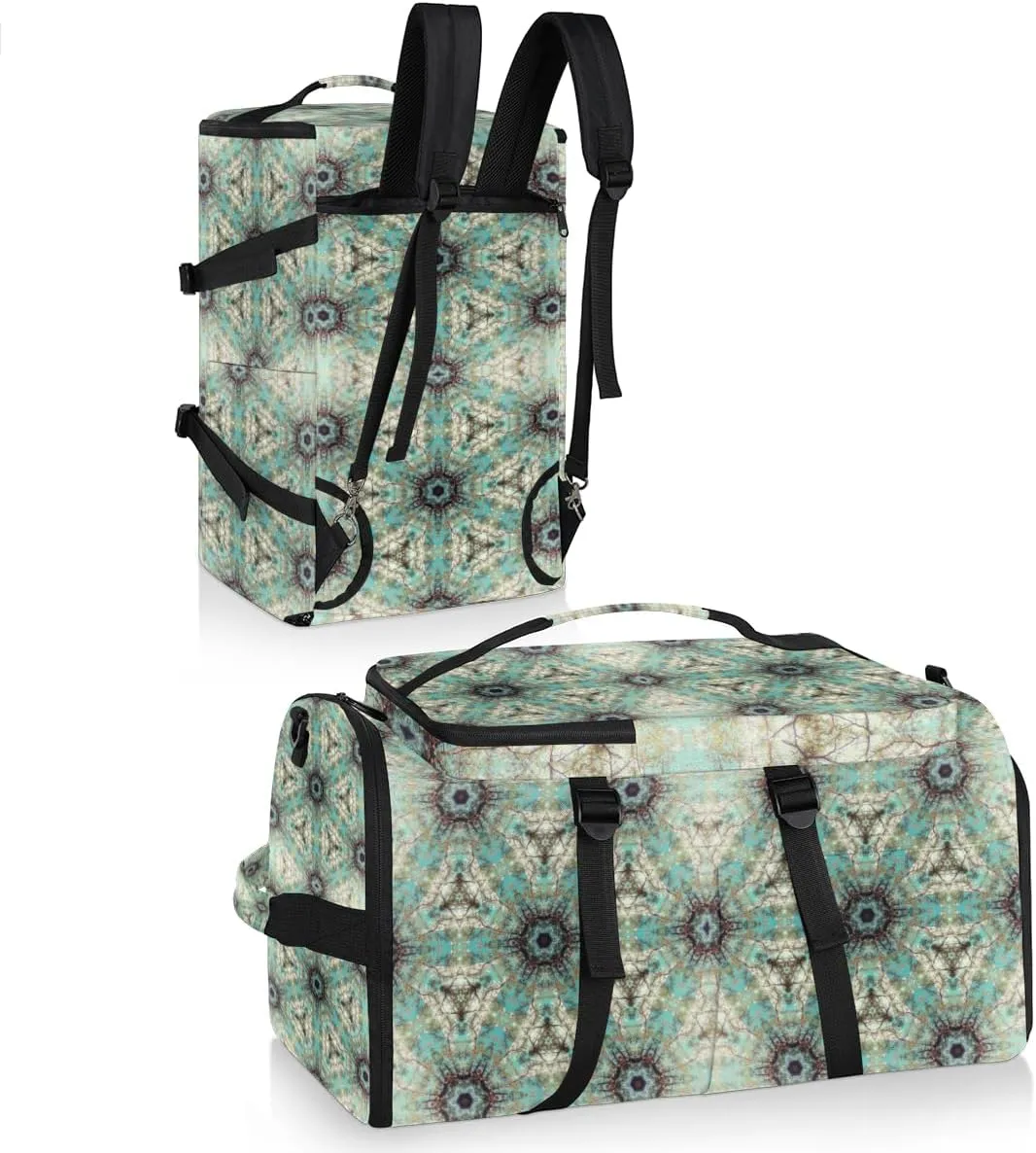 Large Sports Gym Bag With Shoe & Laptop Compartment 47L Waterproof Travel Duffel Bags for Men Women Fractal Blue Sky Luggage Backpack Duffle Bag