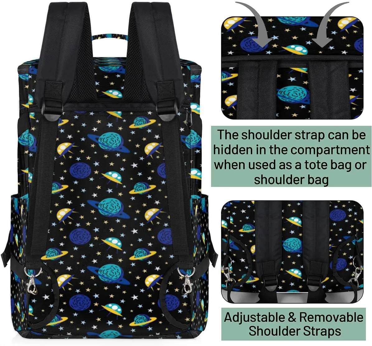 Large Sports Gym Bag With Shoe & Laptop Compartment 47L Waterproof Travel Duffel Bags for Men Women Spacecraft Luggage Backpack Duffle Bag
