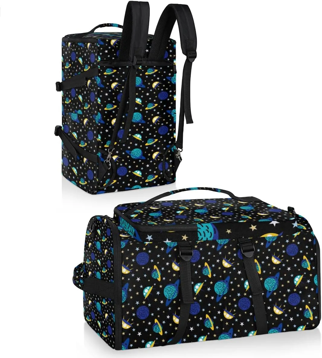 Large Sports Gym Bag With Shoe & Laptop Compartment 47L Waterproof Travel Duffel Bags for Men Women Spacecraft Luggage Backpack Duffle Bag