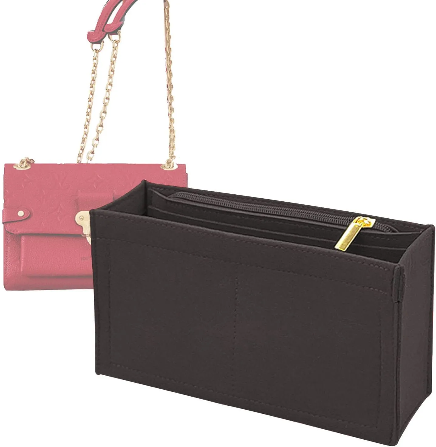 Lckaey Purse Organizer, used for Vavin small handbag, cross body liner bag, BB lining, storage and sorting bag2091Black-BB