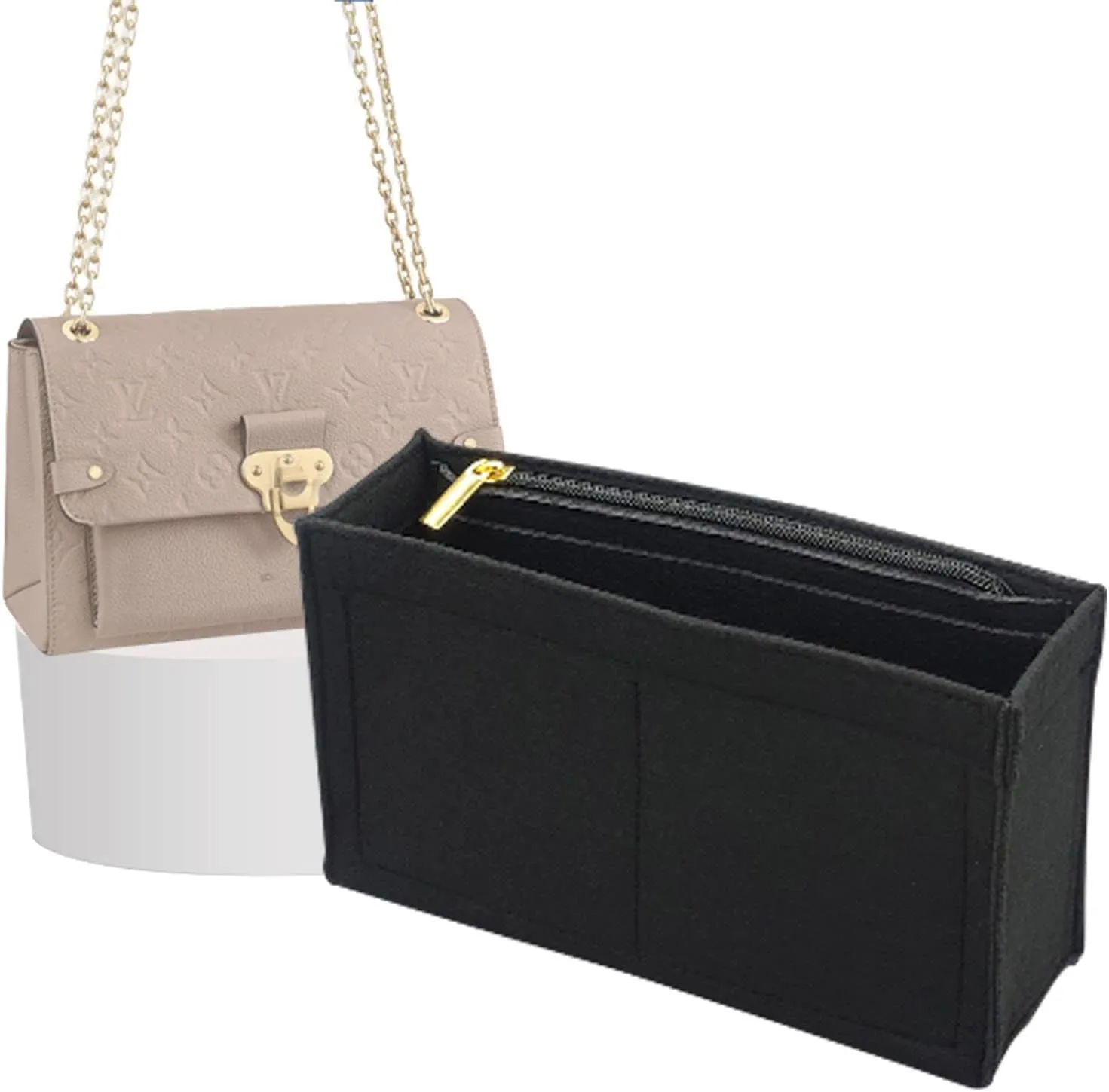 Lckaey Purse Organizer, used for Vavin small handbag, cross body liner bag, BB lining, storage and sorting bag2091Black-BB