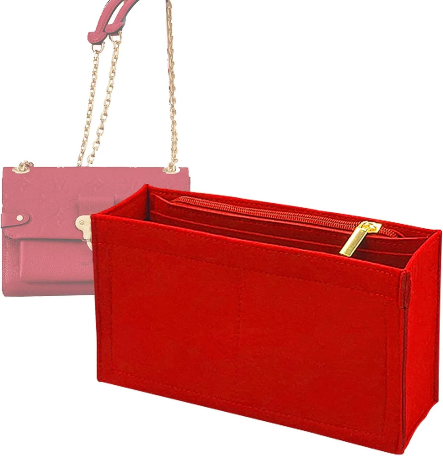 Lckaey Purse Organizer, used for Vavin small handbag, cross body liner bag, BB lining, storage and sorting bag2091claret-BB