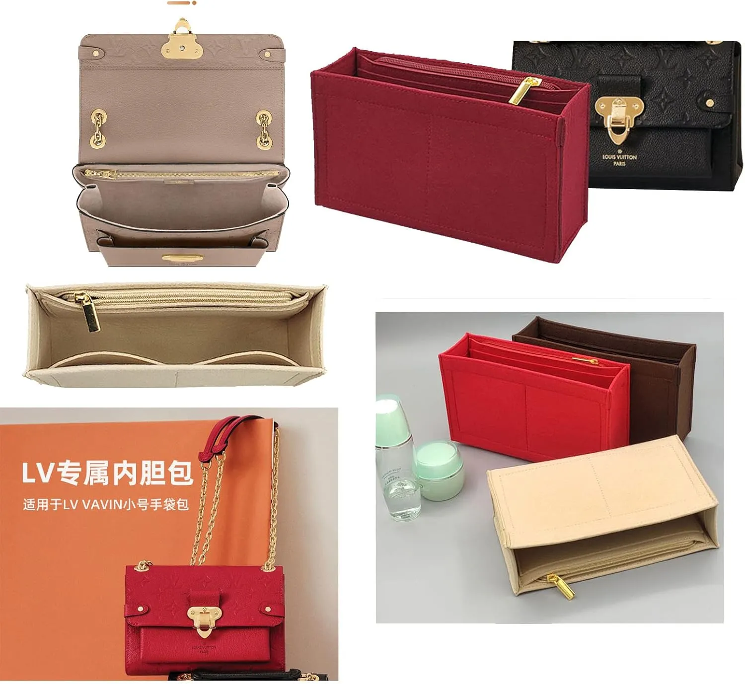 Lckaey Purse Organizer, used for Vavin small handbag, cross body liner bag, BB lining, storage and sorting bag2091khaki-BB