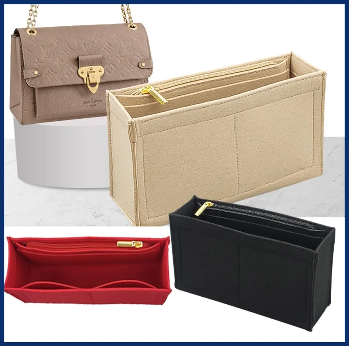 Lckaey Purse Organizer, used for Vavin small handbag, cross body liner bag, BB lining, storage and sorting bag2091khaki-BB