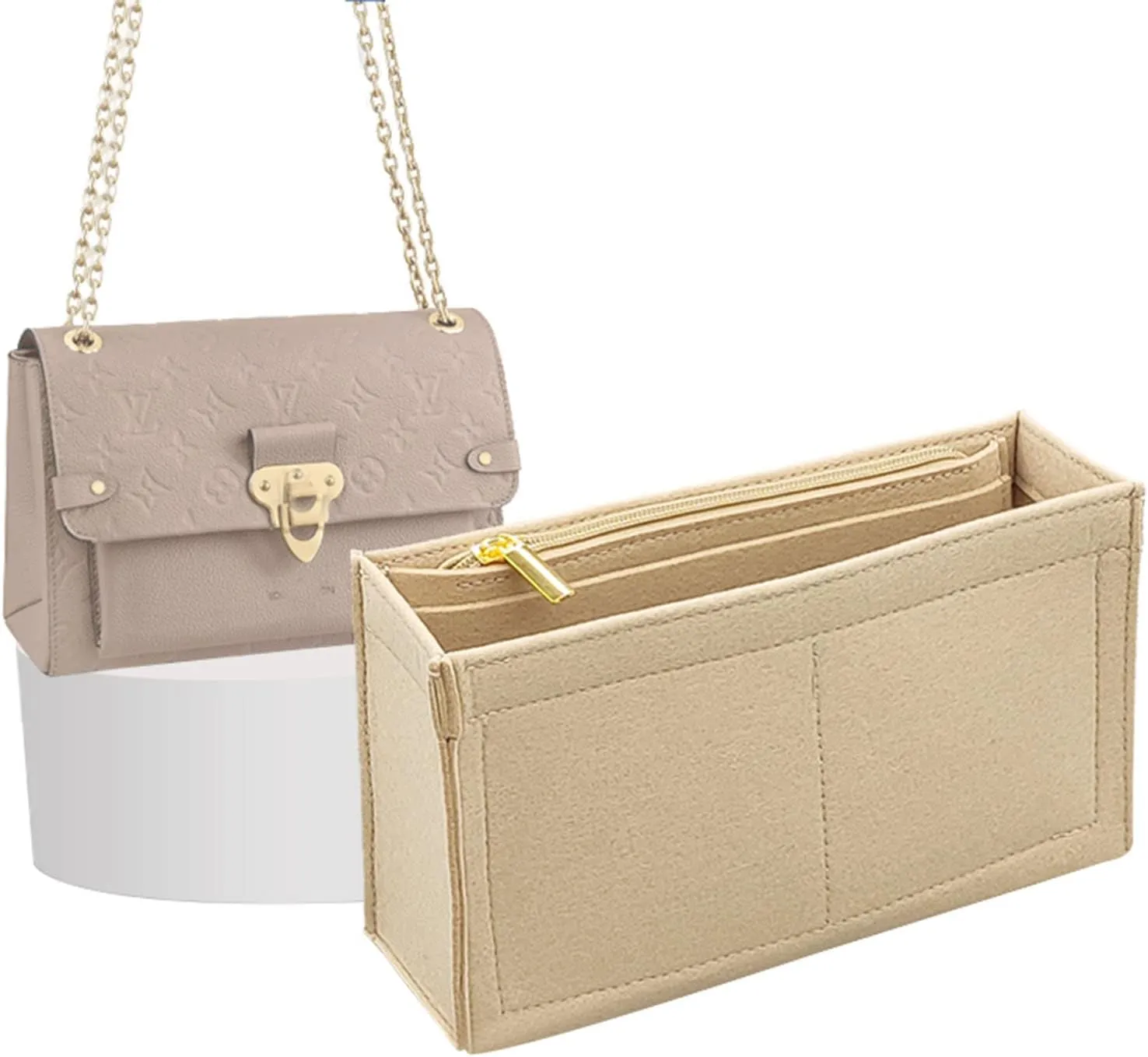 Lckaey Purse Organizer, used for Vavin small handbag, cross body liner bag, BB lining, storage and sorting bag2091khaki-BB