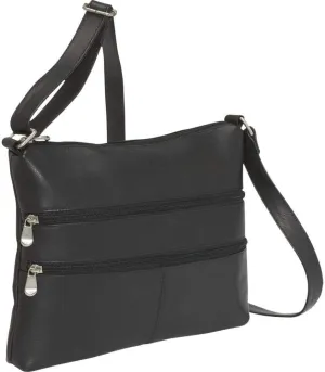 Le Donne Leather Two Zip Crossbody (Black)