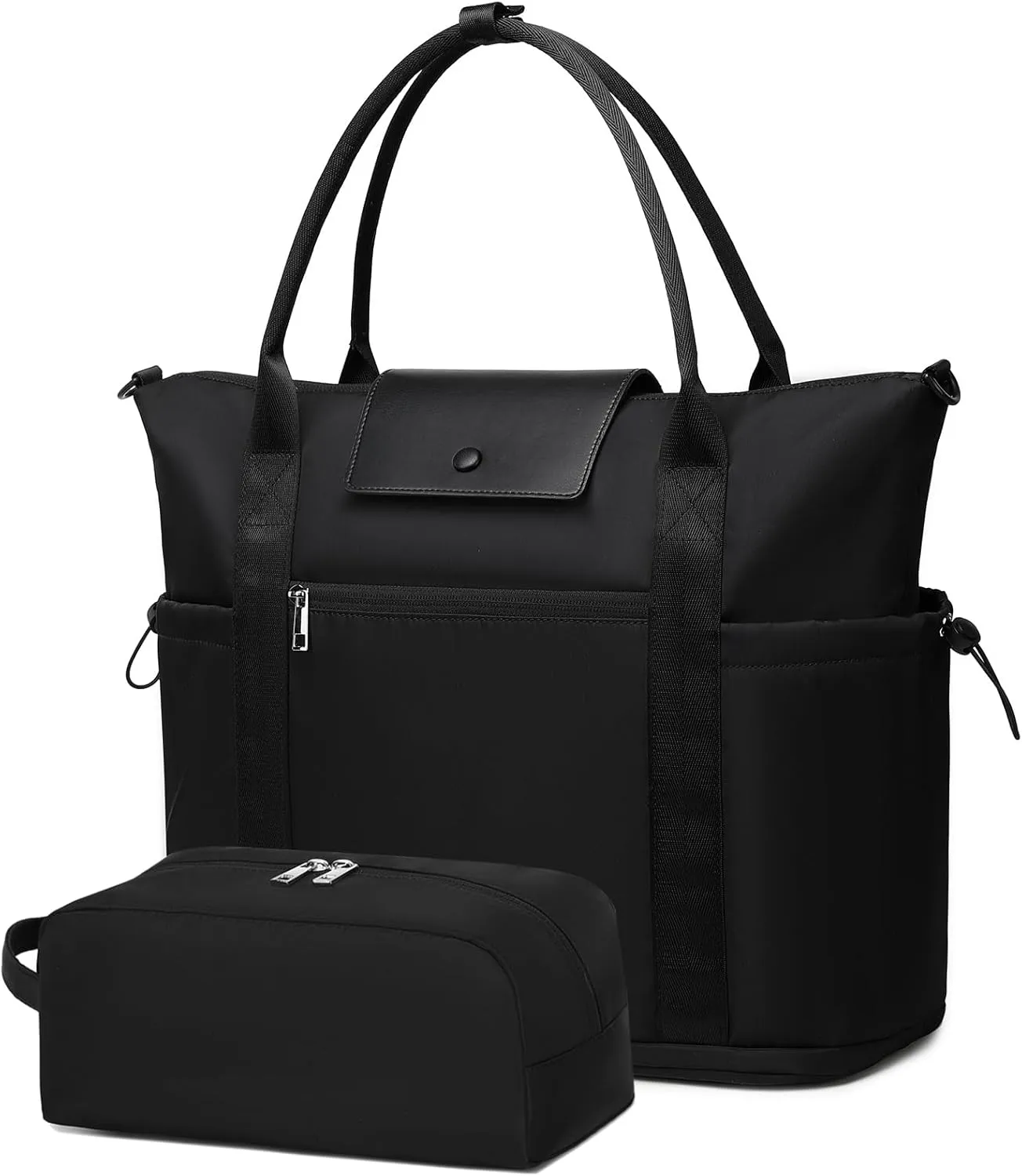 LEDAOU Women's Sports Travel Gym Work Tote Bag, Black, 36.5cm*41cm*18cm