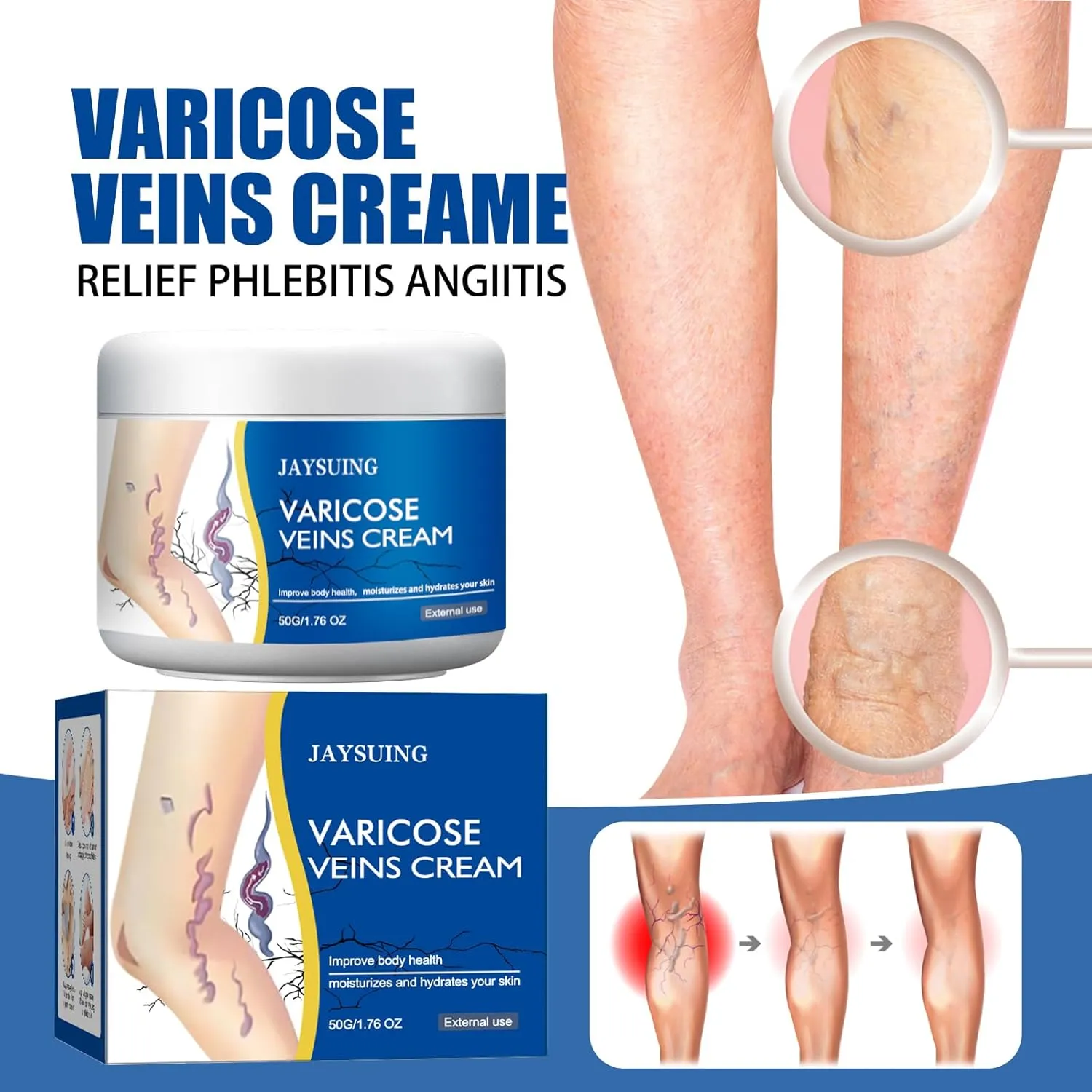 Leg Revitalizing Cream - 50g Soothing Massage Balm for Tired Legs, Circulation Support with Glycerin & Mineral Oil, Non-Greasy Daily Relief (3)