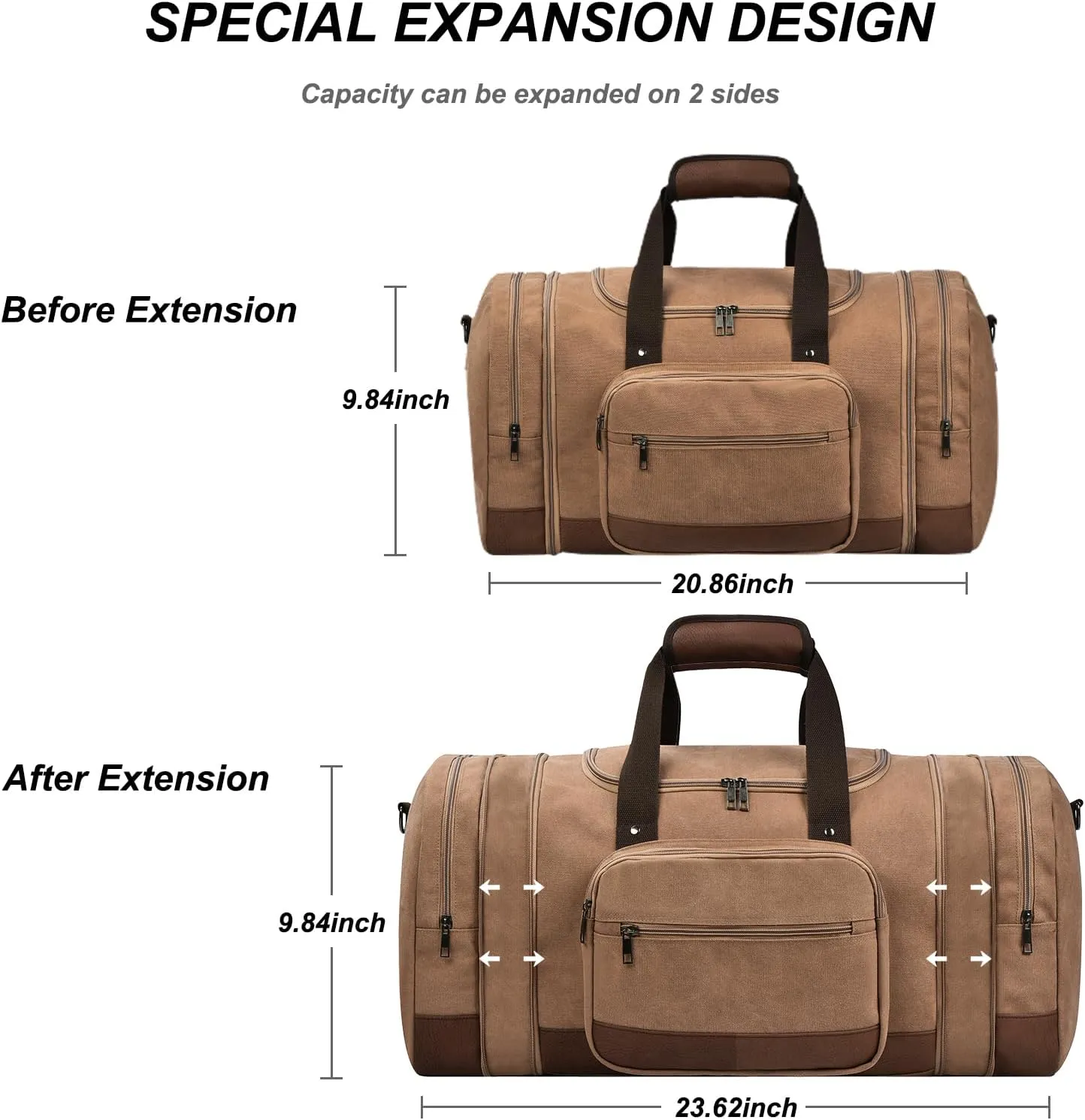 Litvyak Duffle Bag for Travel, Canvas Travel Duffel Bags Overnight Weekend Gym Carry on Luggage Bag for Men (Coffee Toiletry Bag)