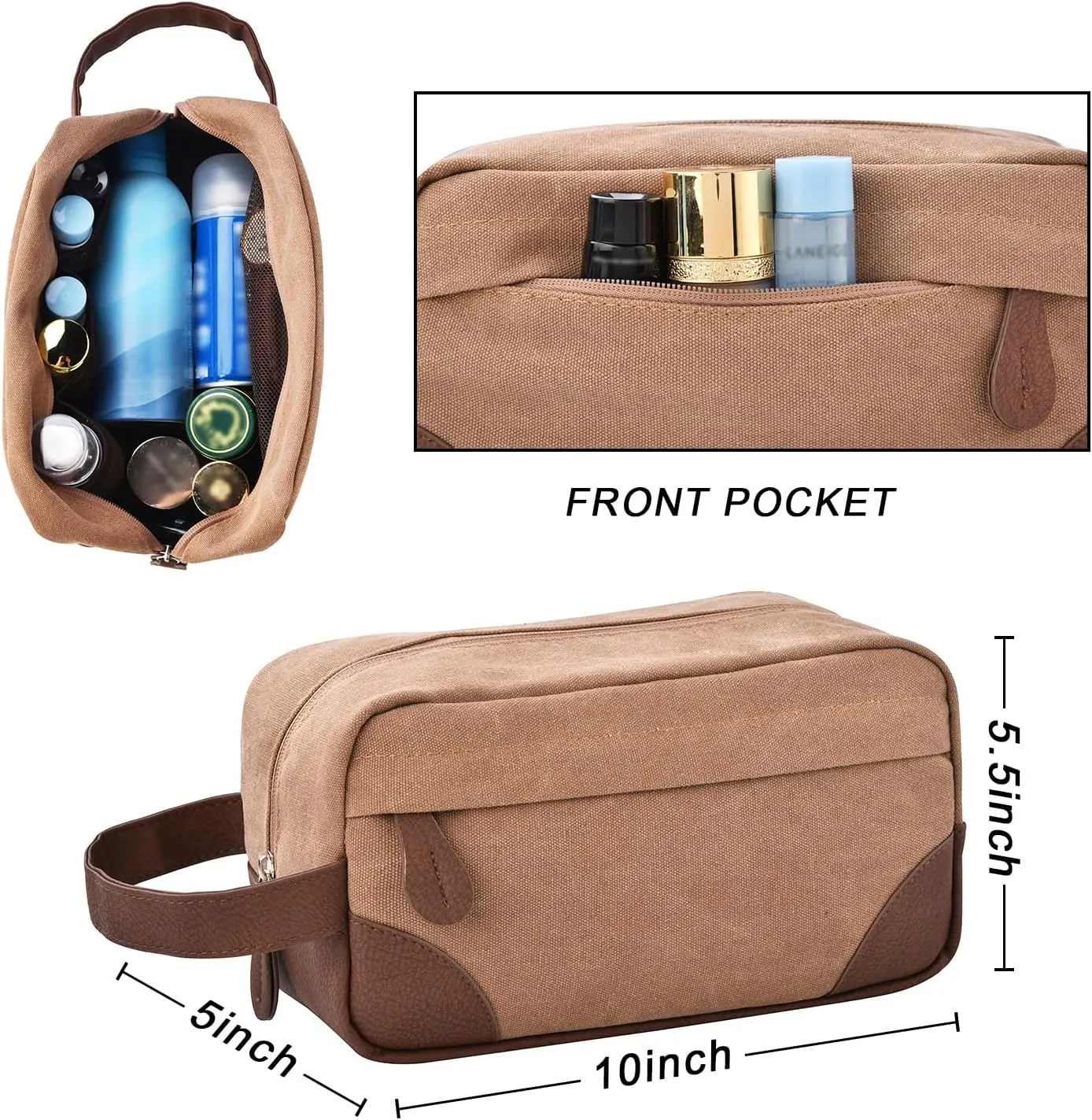 Litvyak Duffle Bag for Travel, Canvas Travel Duffel Bags Overnight Weekend Gym Carry on Luggage Bag for Men (Coffee Toiletry Bag)