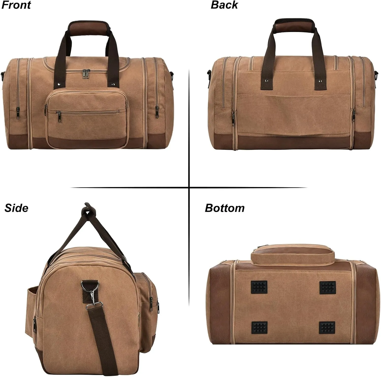 Litvyak Duffle Bag for Travel, Canvas Travel Duffel Bags Overnight Weekend Gym Carry on Luggage Bag for Men (Coffee Toiletry Bag)