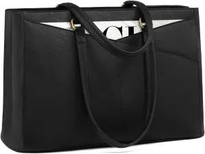 LOVEVOOK Laptop Bag for Women,15.6 Inch Laptop Tote Bag for Women,Vintage Leather Work Tote Bags Computer Teacher Bag,Waterproof Business Office Briefcase