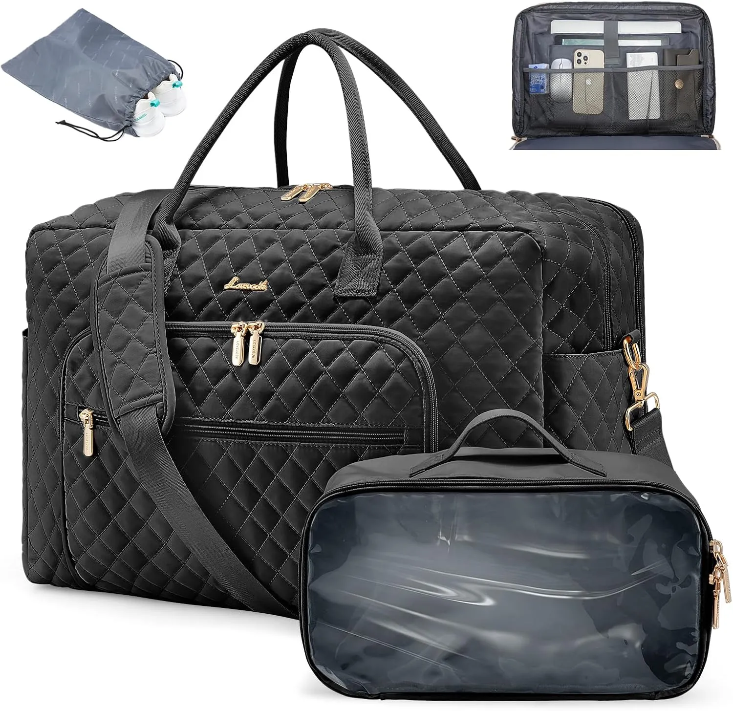 LOVEVOOK Travel Duffle Bag, Weekender Bag for Women with Toiletry Bag Carry on Overnight Bag with Laptop Compartment, Yoga Gym Bag with Wet Pocket Shoe Bag, Hospital Bag for Labor and Delivery