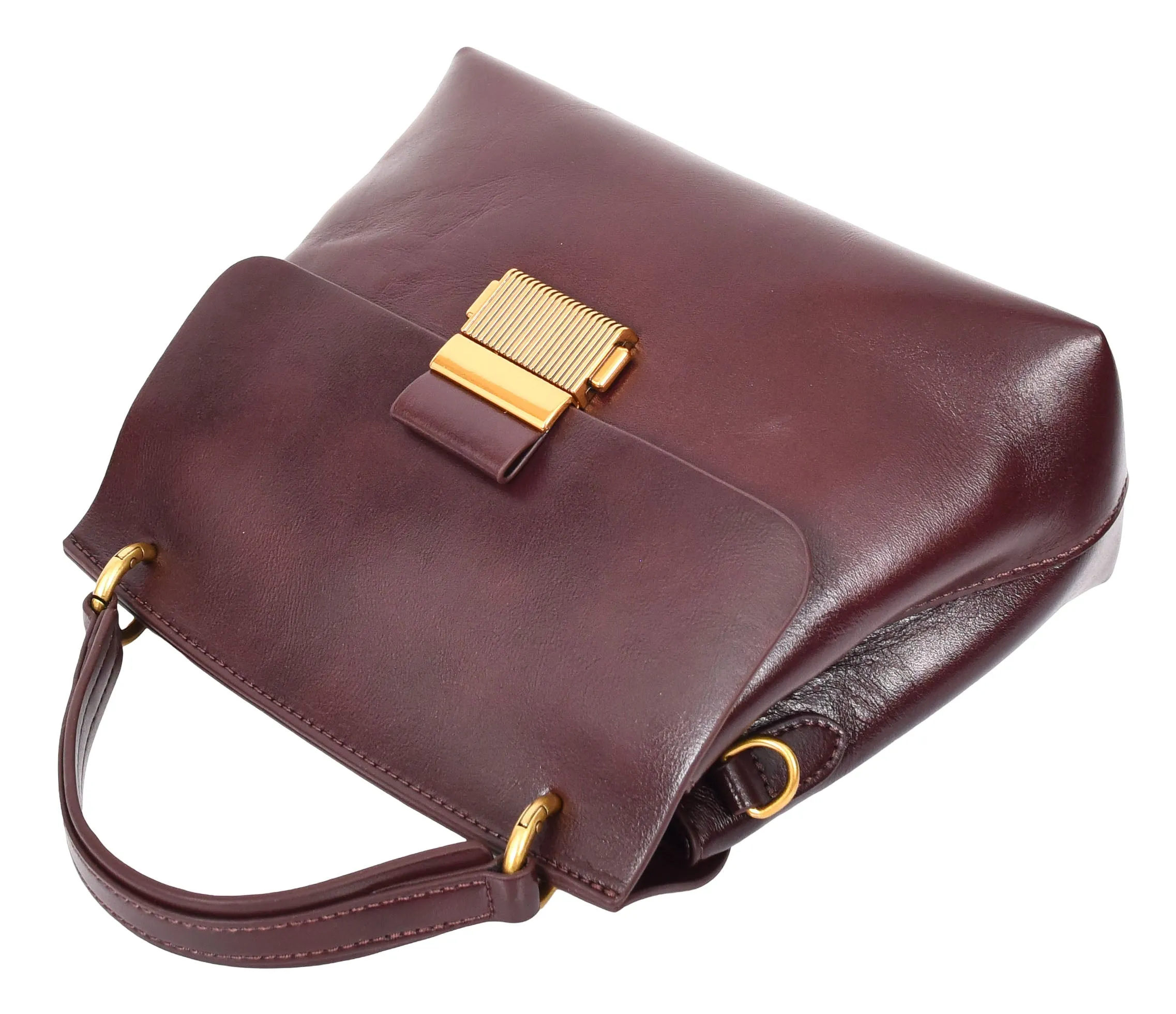 Lucena Women's Small Real Leather Shoulder Handbag Brown