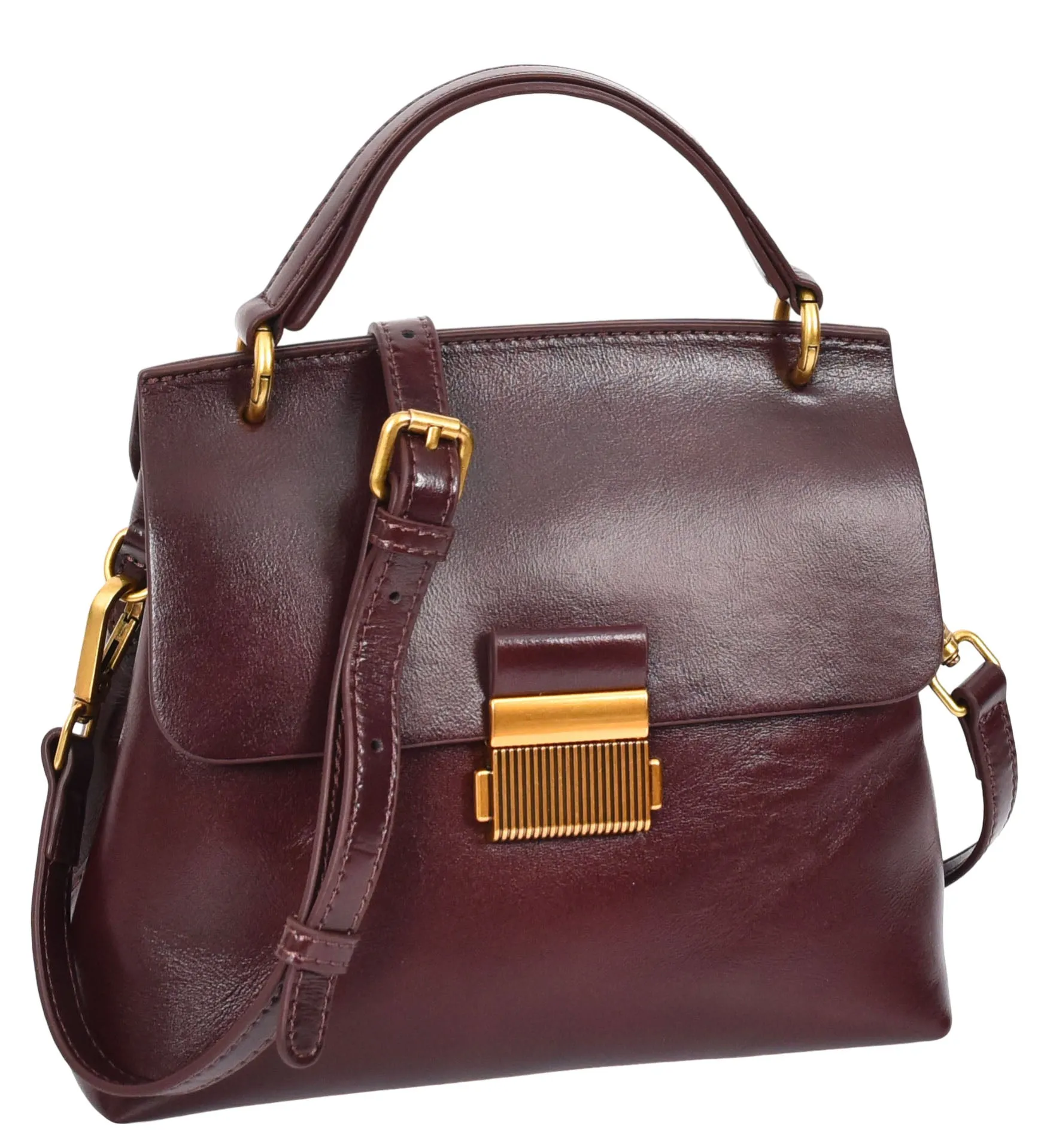 Lucena Women's Small Real Leather Shoulder Handbag Brown