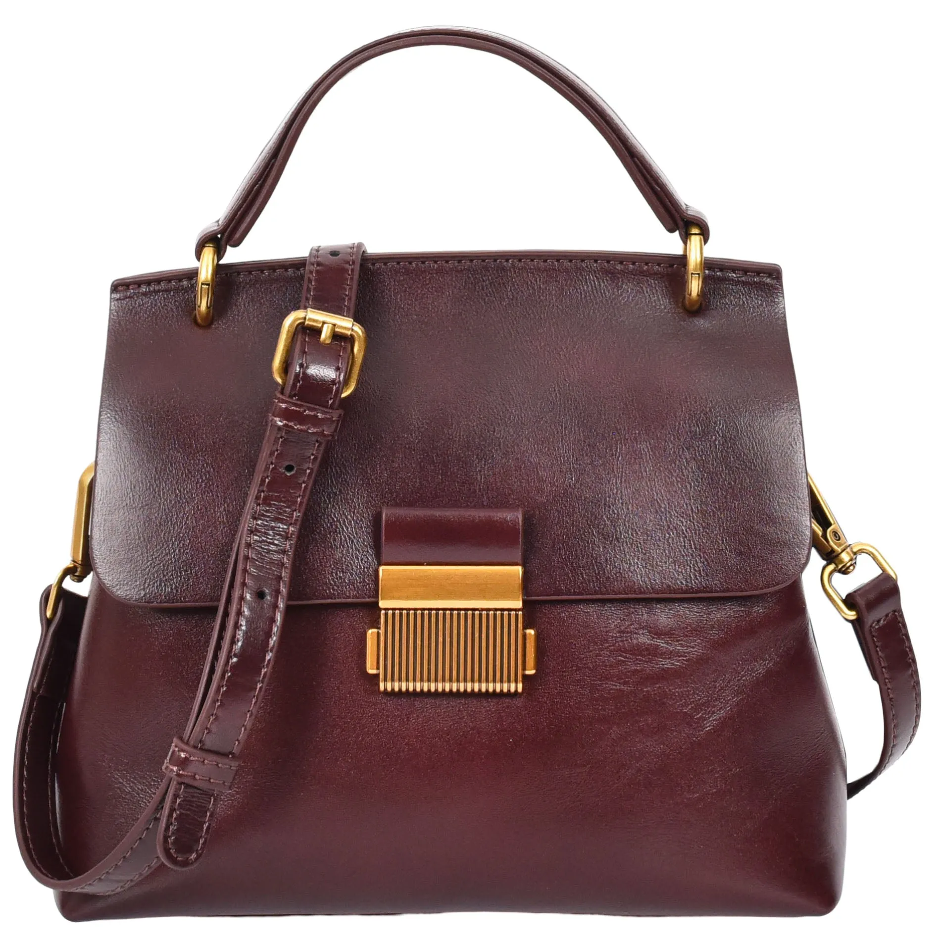 Lucena Women's Small Real Leather Shoulder Handbag Brown