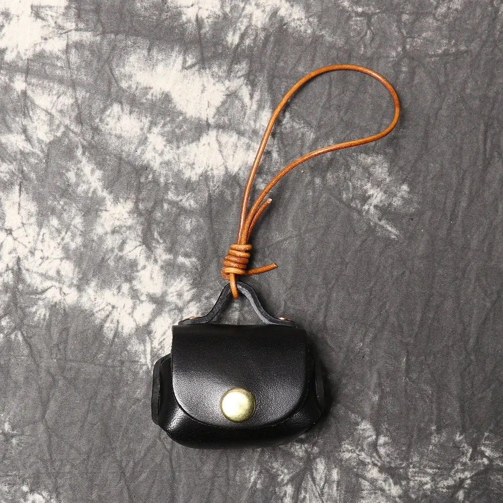 LUOKIR Vintage genuine leather headphone case pendant