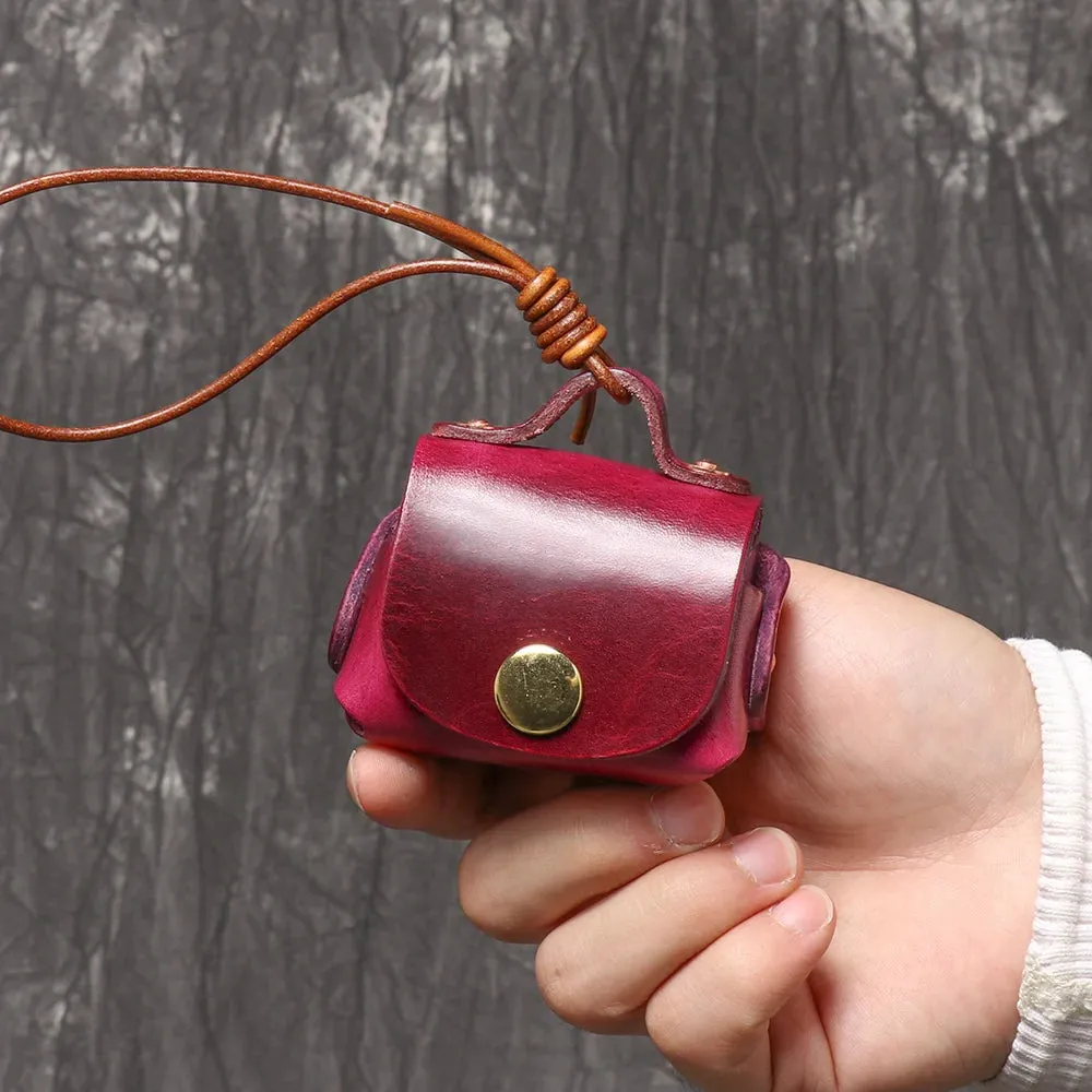 LUOKIR Vintage genuine leather headphone case pendant
