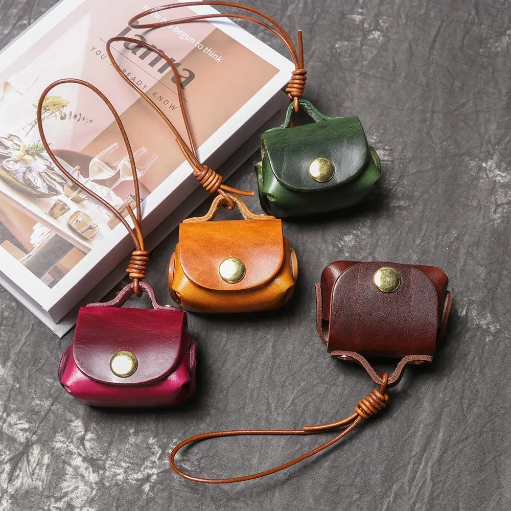 LUOKIR Vintage genuine leather headphone case pendant