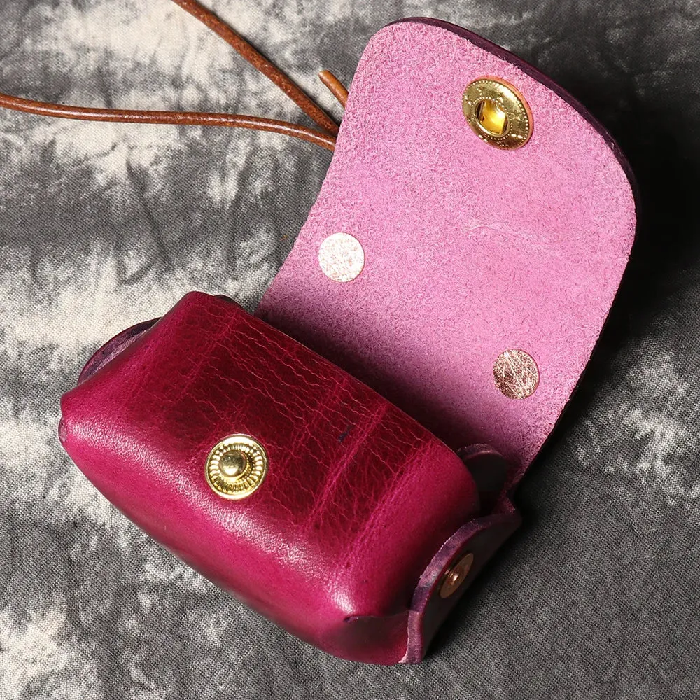 LUOKIR Vintage genuine leather headphone case pendant