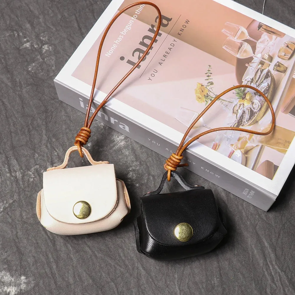 LUOKIR Vintage genuine leather headphone case pendant