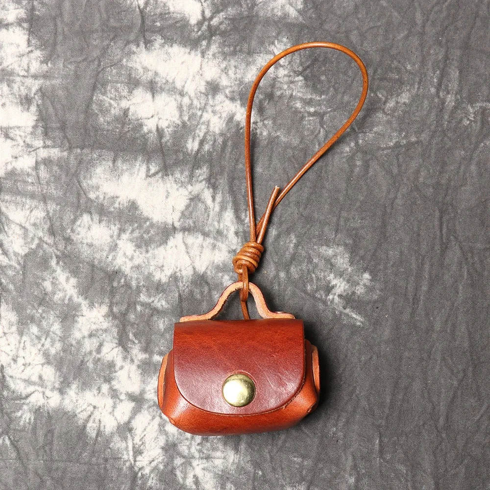 LUOKIR Vintage genuine leather headphone case pendant